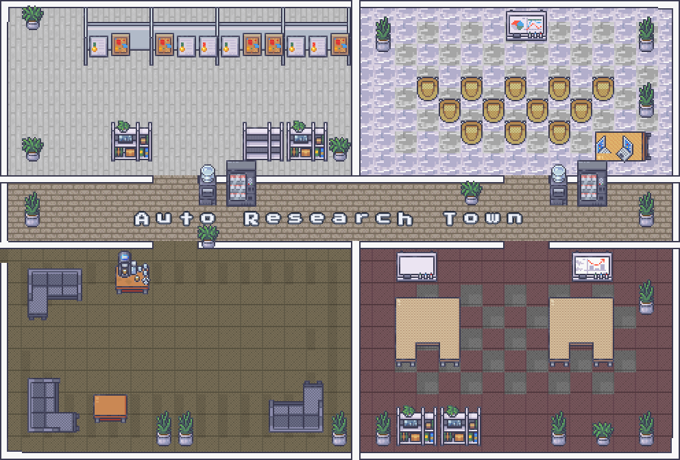 Screenshot of Auto Research Town in WorkAdventure
